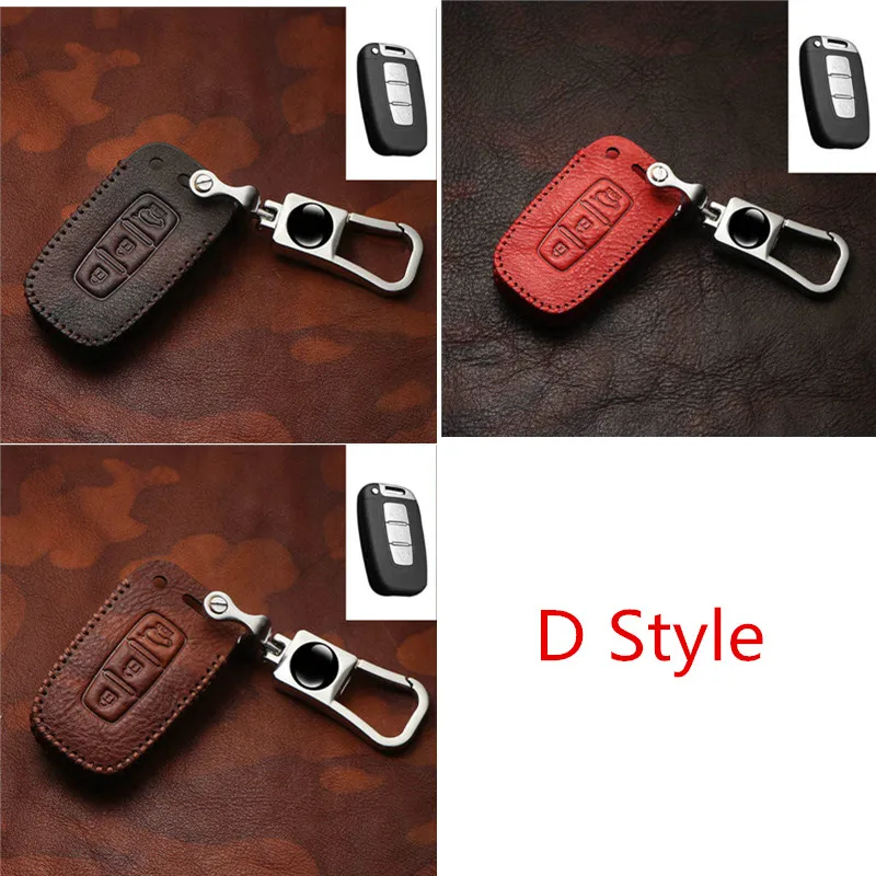 D Чехол из натуральной кожи, умный чехол для ключей hyundai Equus Genesis Veloster для KIA Sportage Forte Optima Soul Azera Sorento ретро - Название цвета: D