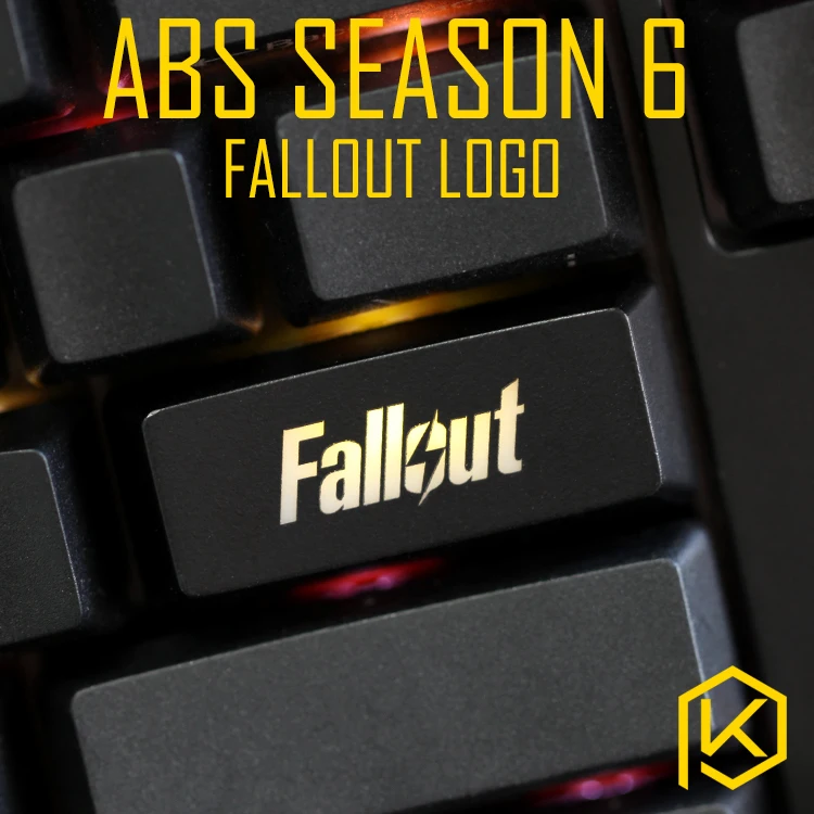 Новинка блестящие колпачки ABS гравированные, блестящий backspace введите fallout Логотип Черный Красный пользовательские механические клавиатуры