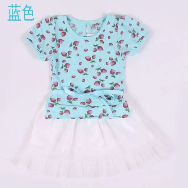 Женское летнее хлопковое платье с коротким рукавом и принтом клубники |