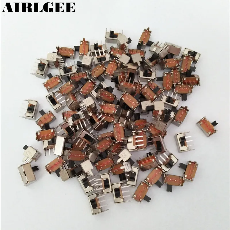 100 шт. AC 250V 3A 2 положения 3Pins SPDT Мини PCB крепление прямой угол слайд-переключатель |
