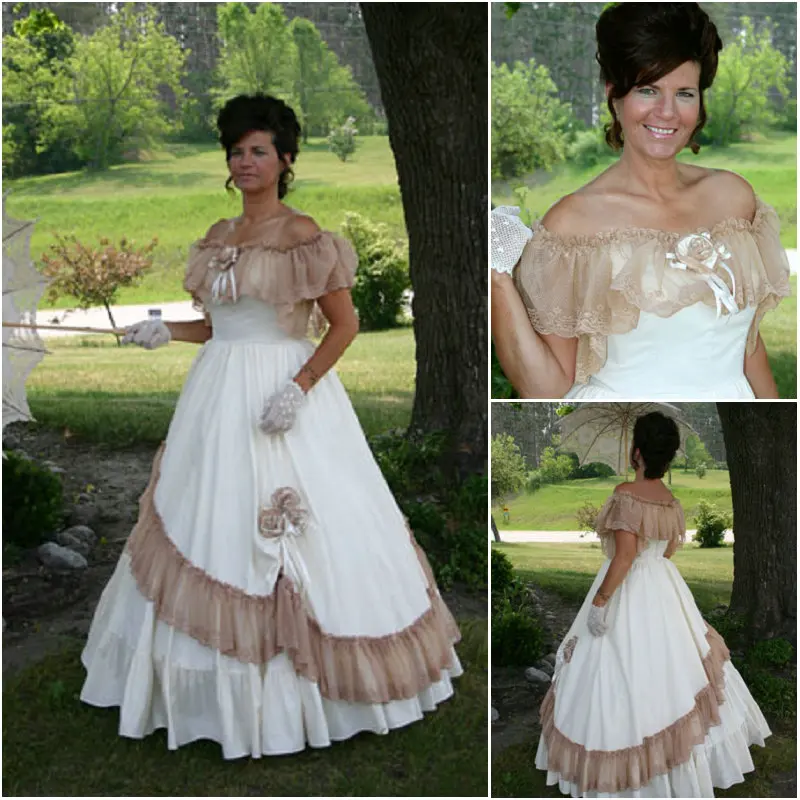 История! заказное кремовое платье в викторианском стиле 1860s для гражданских войн