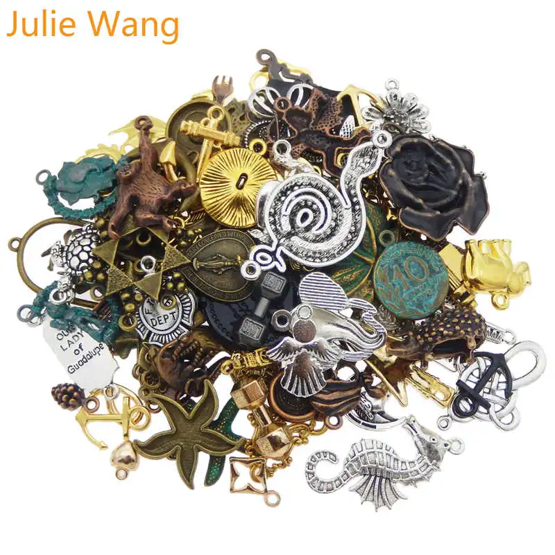 Julie Wang 10 шт. ретро Подвески сплав подобраны в случайном порядке животное звезда
