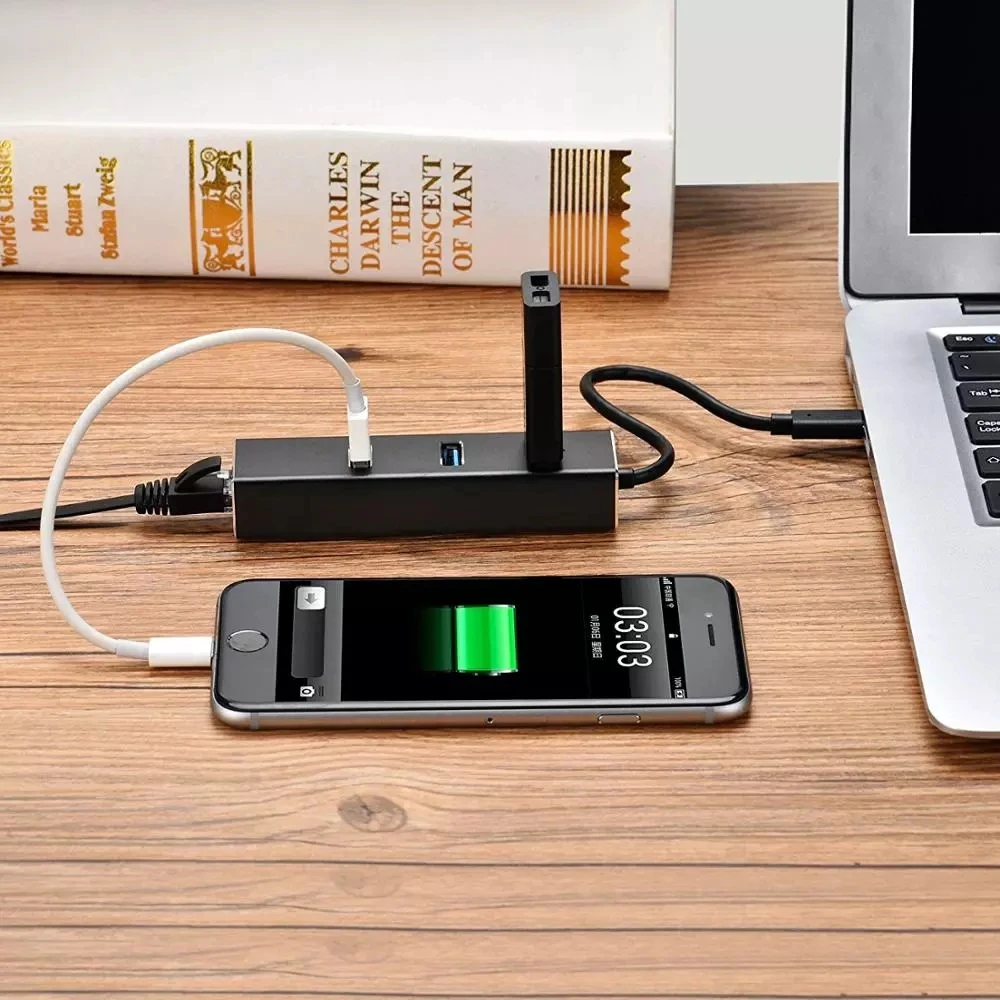 USB 3 1 Type-c концентратор порта с RJ45 LAN адаптер Тип C к 0 OTG Ethernet сетевой для Macbook |