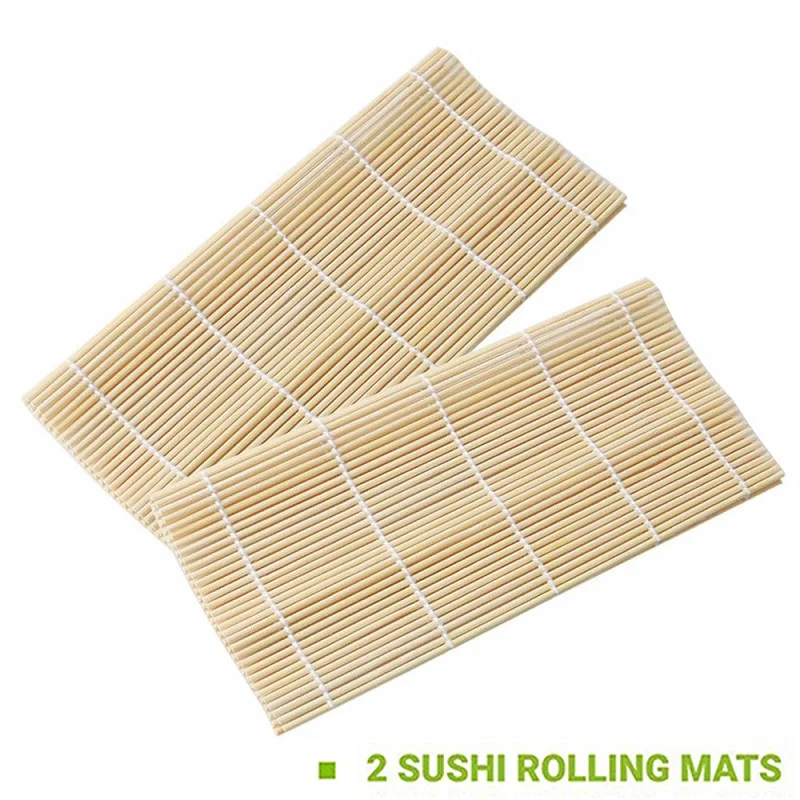 2pcs Rice Mat 2 шт. Бамбуковый Коврик для суши роликовый коврик для суши с 1 шт. лопатка для риса 1 шт. нож для резки авокадо DIY набор для приготовления суши аксессуары для суши - Цвет: 2pcs Rice Mat