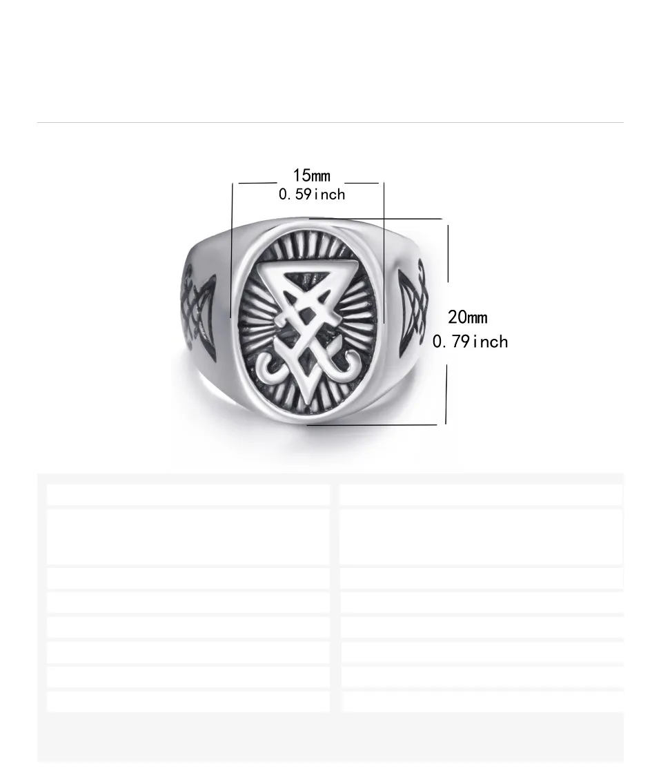 Мужские Кольца из нержавейки sigil of Lucifer уплотнение сатаны символ Размеры, размеры на возраст 8, 9, 10, 11, 12, 13