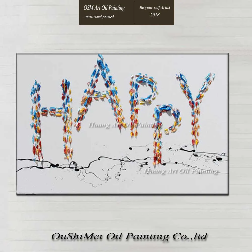 Новая абстрактная картина Счастливое искусство ручная роспись ножом маслом