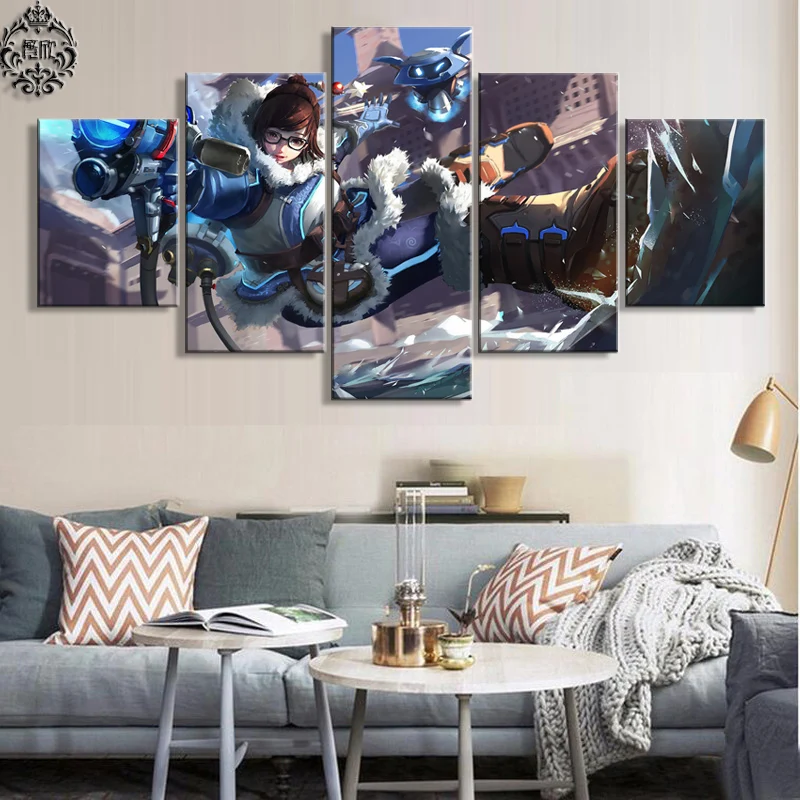 Overwatch Мэй 5 Панель Wall Art домашний Декор Картина напечатанная на холсте игры постер