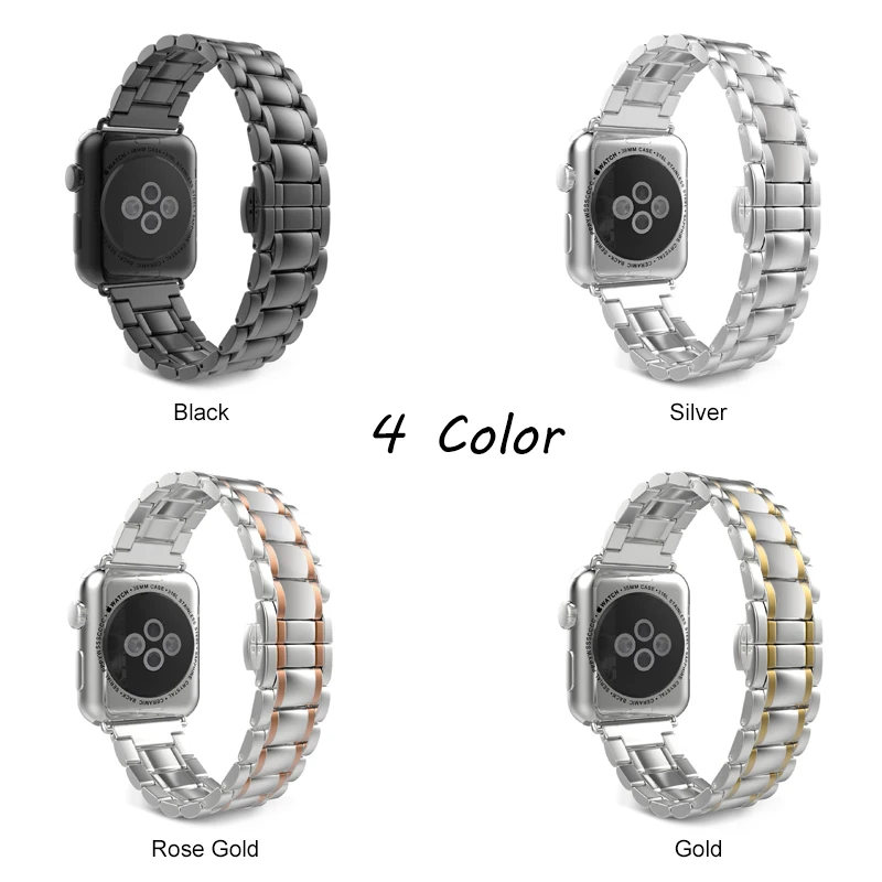 Ремешок из нержавеющей стали для apple watch band 4 44/40 мм браслет iwatch series 1 2 3 42/38 мужские