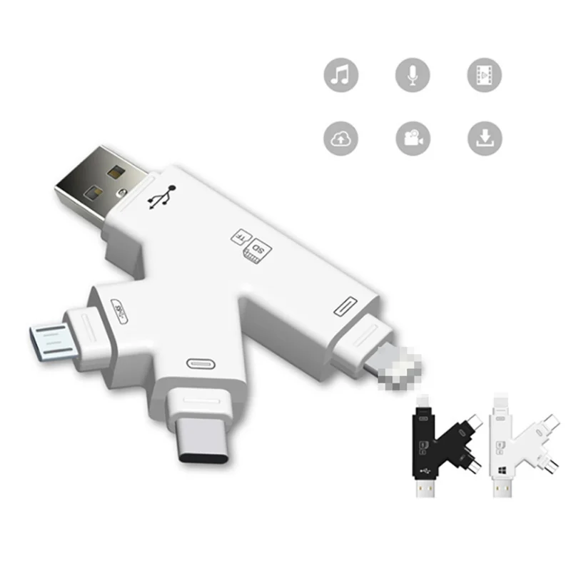 4 в 1 Многофункциональный кардридер Micro USB 2 0 Type C адаптер для Android PC карта