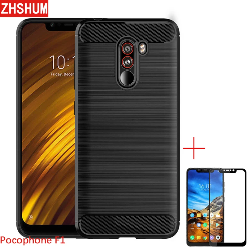 Чехол для спортивной камеры Xiao mi Pocophone F1 мягкий силиконовый бампер закаленное