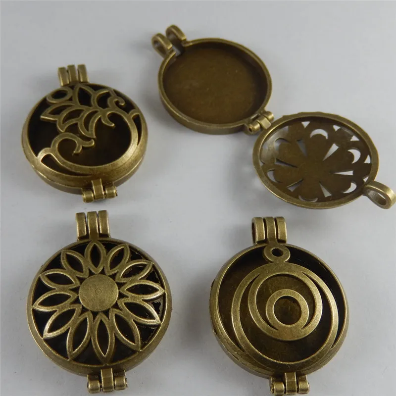 4pcs Antique Bronze Unisex Pendant Necklace Fragrance Essential Oil Diffuser Women Lover Gift 4 Styles Jewelry Accessary|pendant necklace|essential