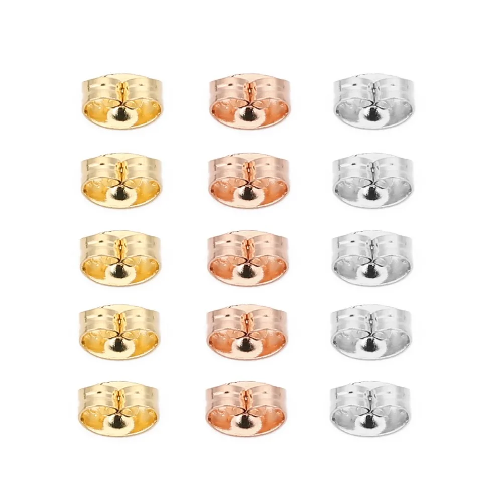 200pcs/lot Stainless Steel Gold Silver Tone Rose Earring Stopper 4.5x6mm Hypoallergenic Back Findings DIY Jewelry | Украшения и