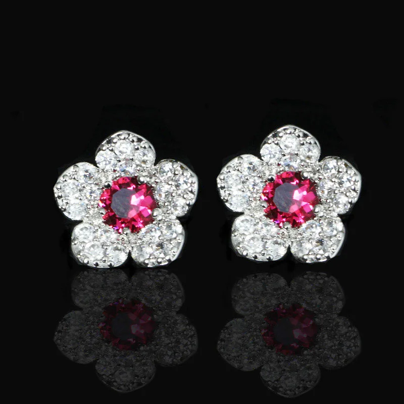 Серьги женские классические с пятилепестками из фианита E108|elegant earrings|earrings