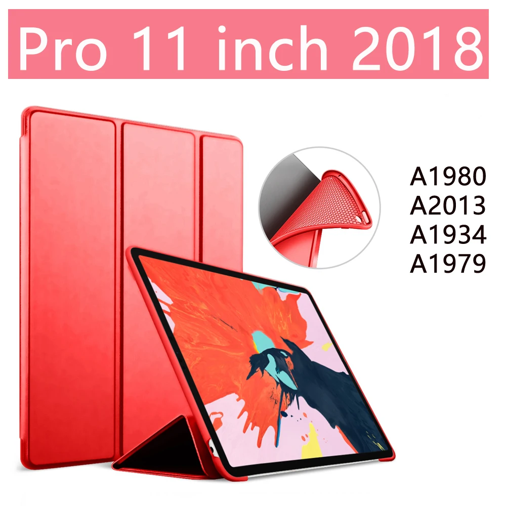 Red 11 inch Для iPad чехол 6th Gen для iPad Pro 11 силиконовый мягкий чехол из искусственной кожи Smart Cover Funda для iPad 6го поколения чехол 9,7 - Цвет: Red 11 inch