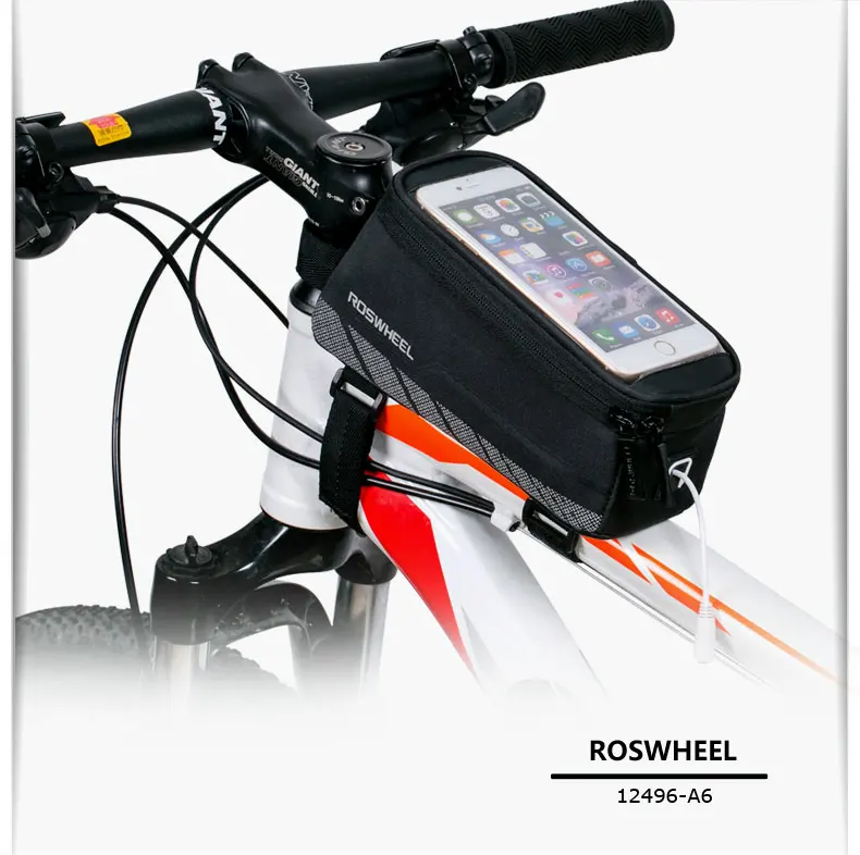 Roswheel 12496-A6 сенсорный экран для велоспорта передняя рамка верхняя трубка 5," держатель для мобильного телефона велосипедная сумка чехол Pannier
