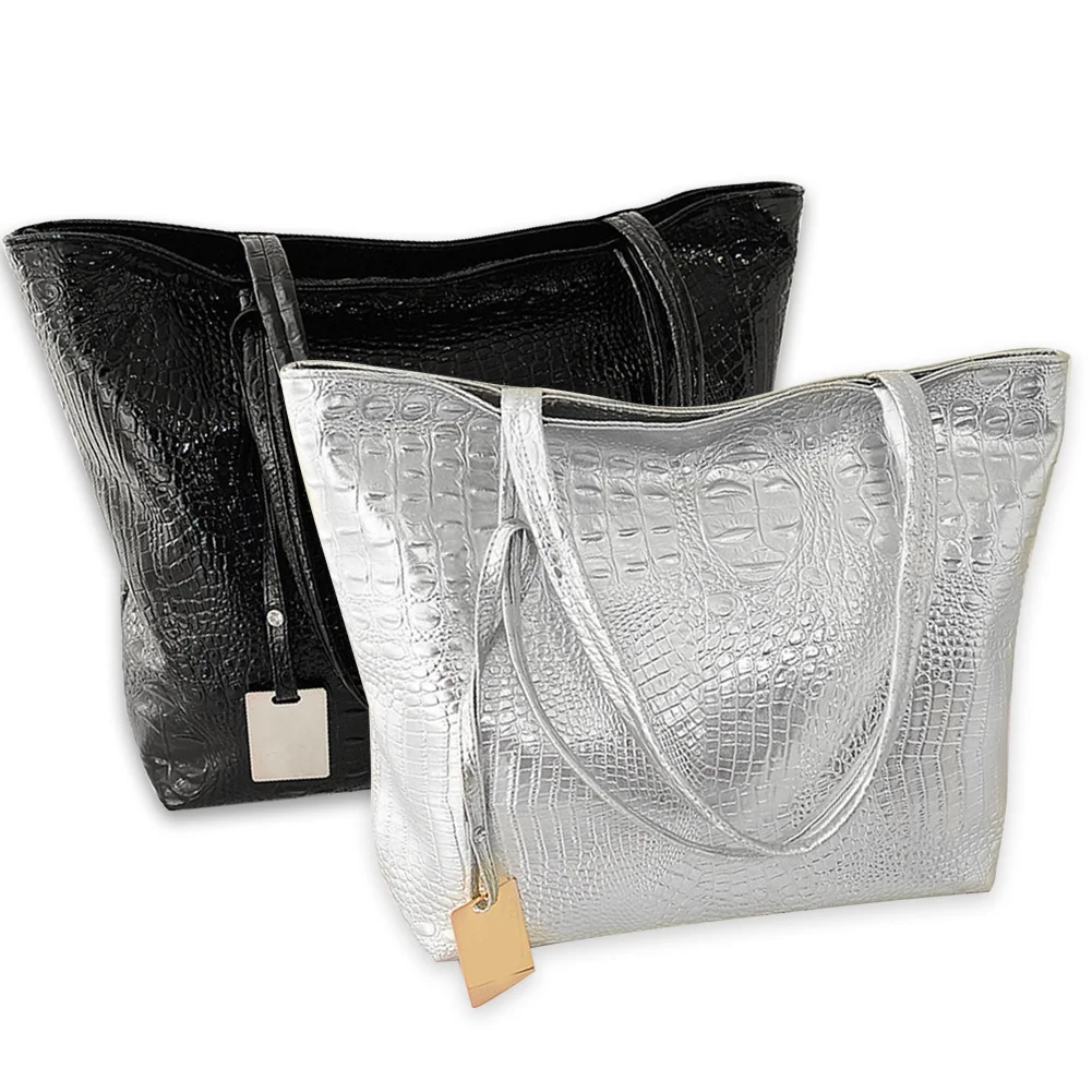 Для женщин мягкая искусственная PU Tote крокодил повседневное аллигатора