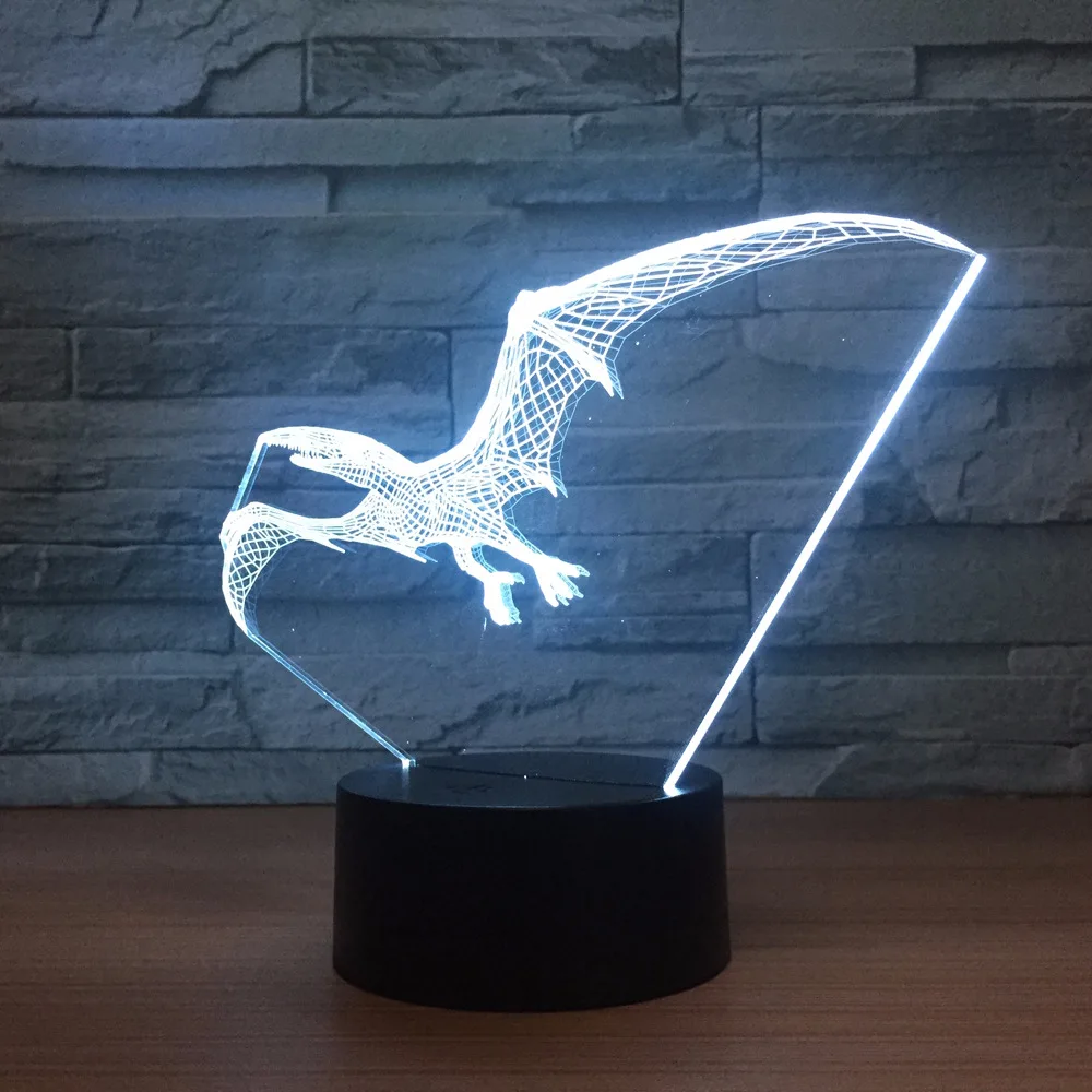 Новый Pterosaurs 7 цветов 3d светильник Led акриловый визуальный стерео прекрасный