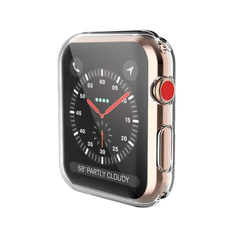Transparent Экран защитный чехол для Apple Watch, версии 5 4 3 2 наручных часов iwatch, крышка, 42 мм, 38 мм, Версия 44 мм 40 мм Мягкий противоударный защитный чехол Аксессуары - Цвет: Transparent