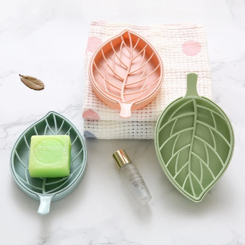 New Style Double Layer Leaf Shape Drain Soap Box Storage Container Portable Modeling Dishes Holder Bathroom | Дом и сад