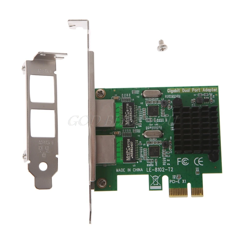 Двухпортовый слот PCI E X1 RJ45 Интерфейс Gigabit Ethernet Сетевая карта 10/100/1000 Мбит/с