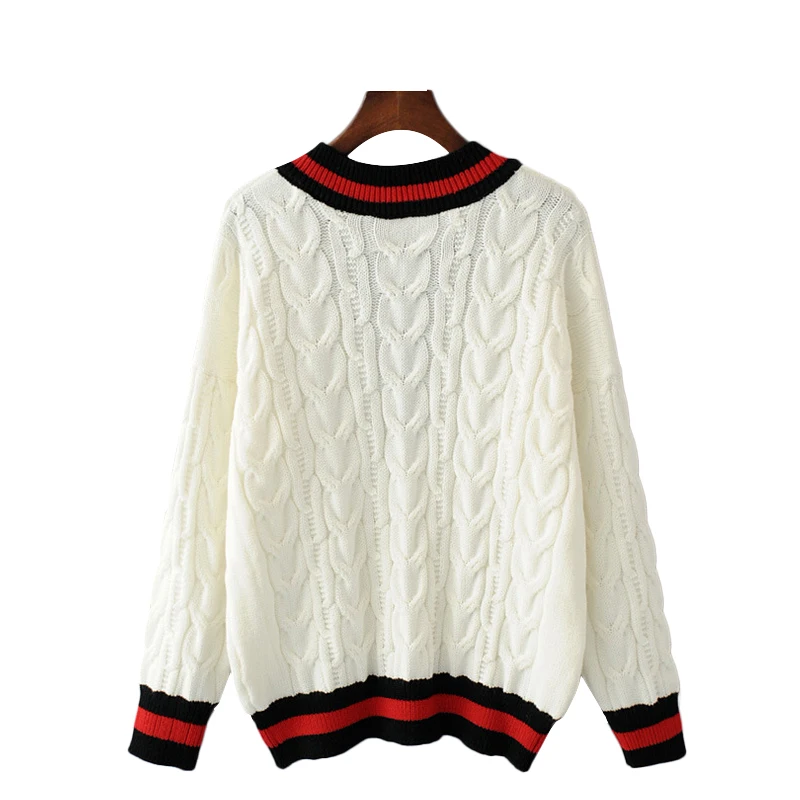 Женский пуловер с V-образным вырезом длинным рукавом | Женская одежда