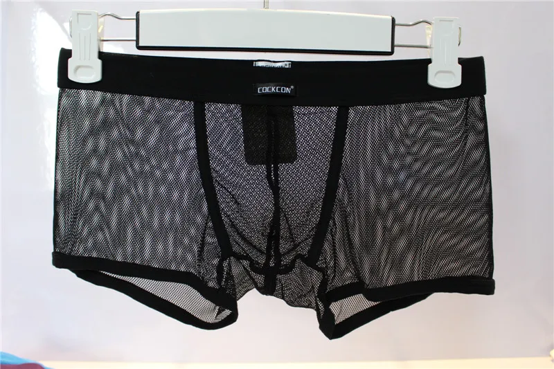 Cockcon мужские трусы боксеры сексуальное нижнее белье сетчатые Прозрачные шорты