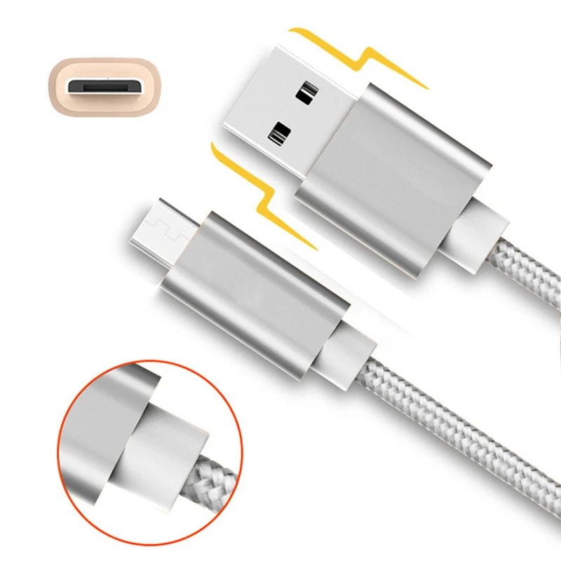 Нейлоновый Micro USB кабель для синхронизации данных и зарядки Huawei Honor Pad 5X Play 5C 7 lite 7i 5A