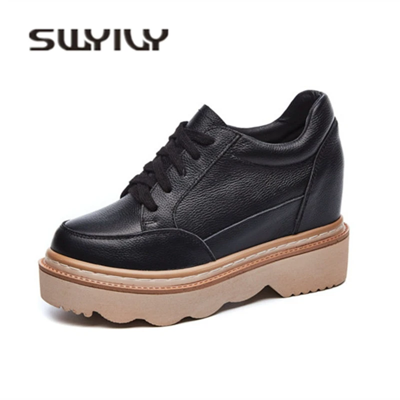 Женские кроссовки SWYIVY белые на платформе из натуральной коровьей кожи каждый