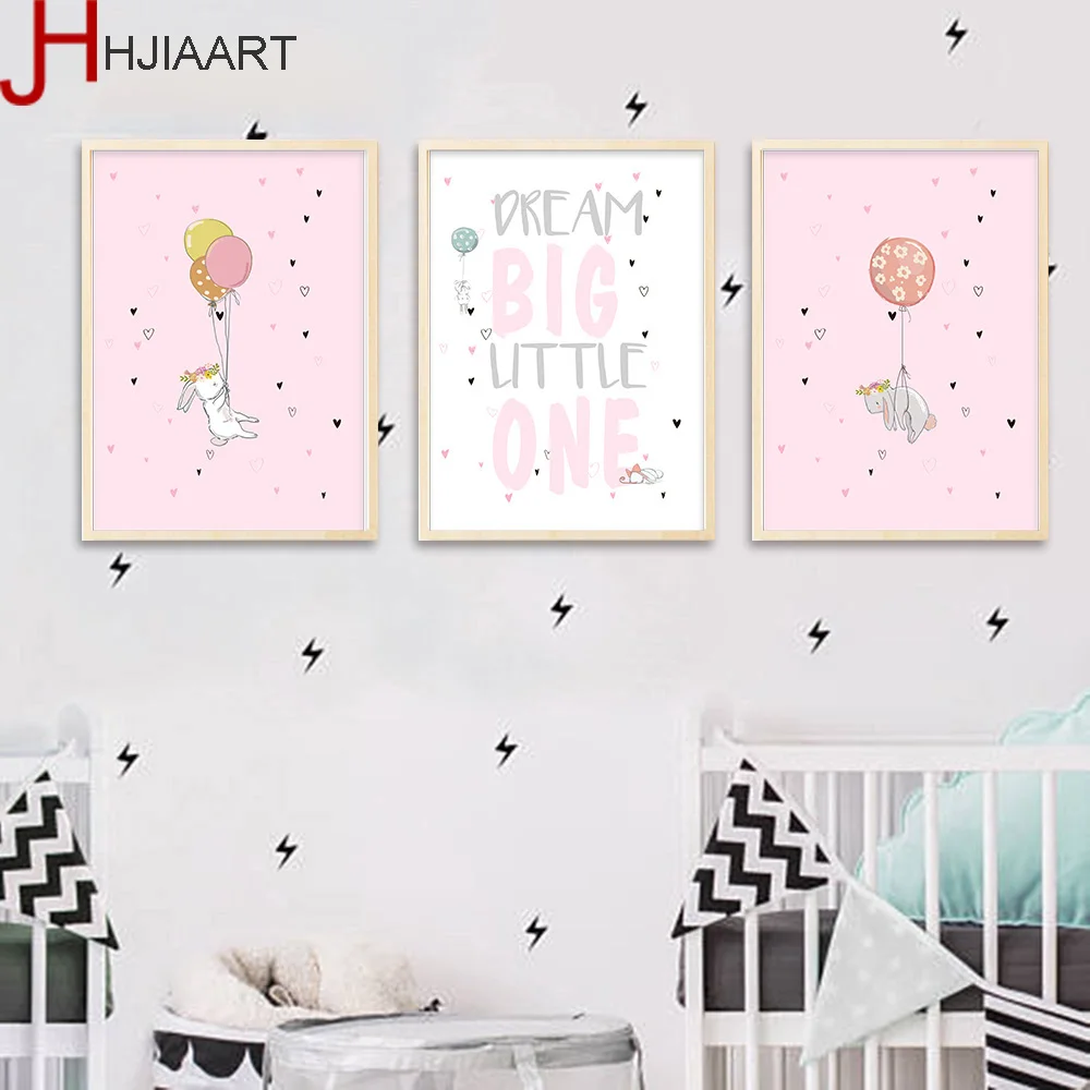 Kawaii Rabbit Детский Настенный художественный холст постер с рисунками животных из