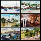 Алмазная вышивка сделай сам для рыбалки и лодки, Алмазная мозаика, вышивка крестиком, морской пейзаж, Рождество, Декор