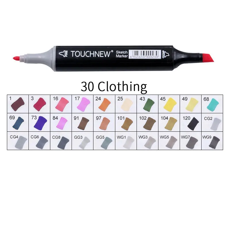 black 30 Clothing Touchnew Набор цветных копировальных маркеров спиртовые ручки, маркеры для рисования товары для рукоделия кисть манга для рисования акриловый дизайнерский набор ручек для студентов - Цвет: black 30 Clothing