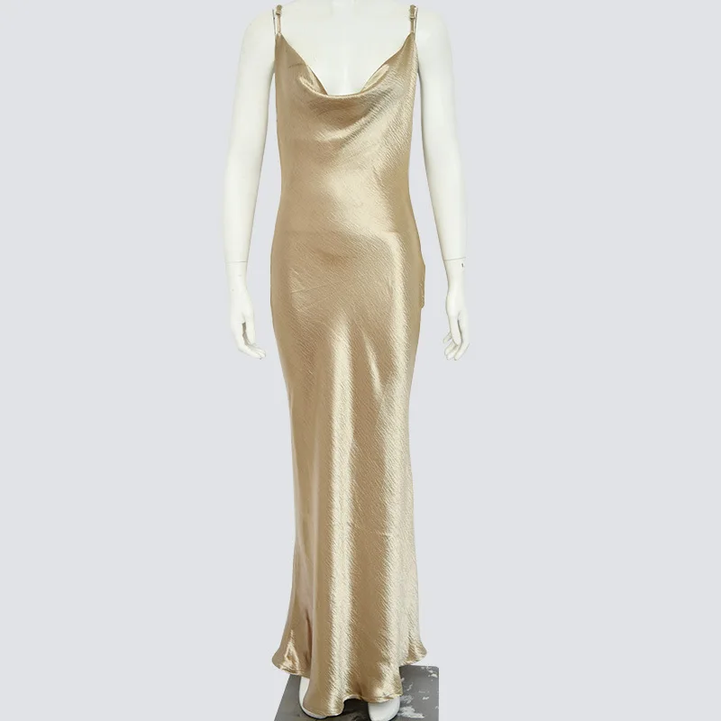

ZOGAA Ladies Satin Slip Shift Dress Sexy Club Spaghetti Strap Backless Party Evening Special Occasion Slim Long Vestidos Dresses