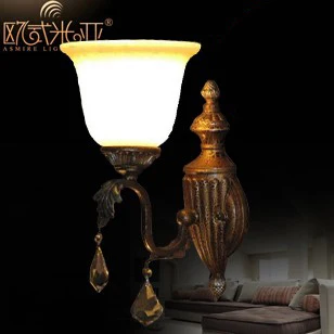 European Mia American Iron Crystal Wall living room wall mirror front bedroom bedside lamp lighting 87018-1W |