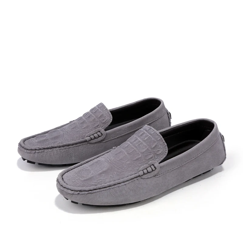 

New Arrival 2020 Men Driving Shoes Fashion Crocodile Embossed Boat Shoes Slip-On Breathable Loafers Men Big Size 38-46 Zapatos