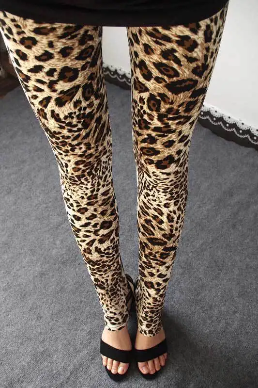 Medium leopard Bivigaos Лето Новая Стиль досуга мода в европейском и американском в готическом стиле черные молочные леопардовые леггинсы в стиле Стиль пикантные легинсы брюки для Для женщин - Цвет: Medium leopard