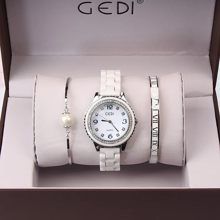 Часы GEDI женские кварцевые с керамическим ремешком 3 шт. hodinky brand hodinky womenhodinky women luxury