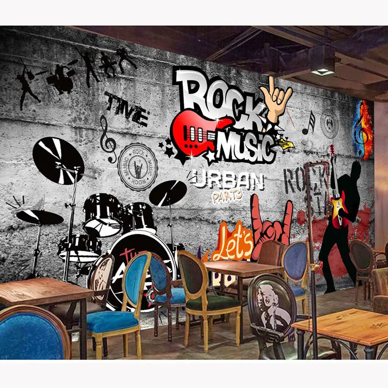 Современные Настенные бумаги фон для рок-музыки Papier Peint 3D декор KTV Bar
