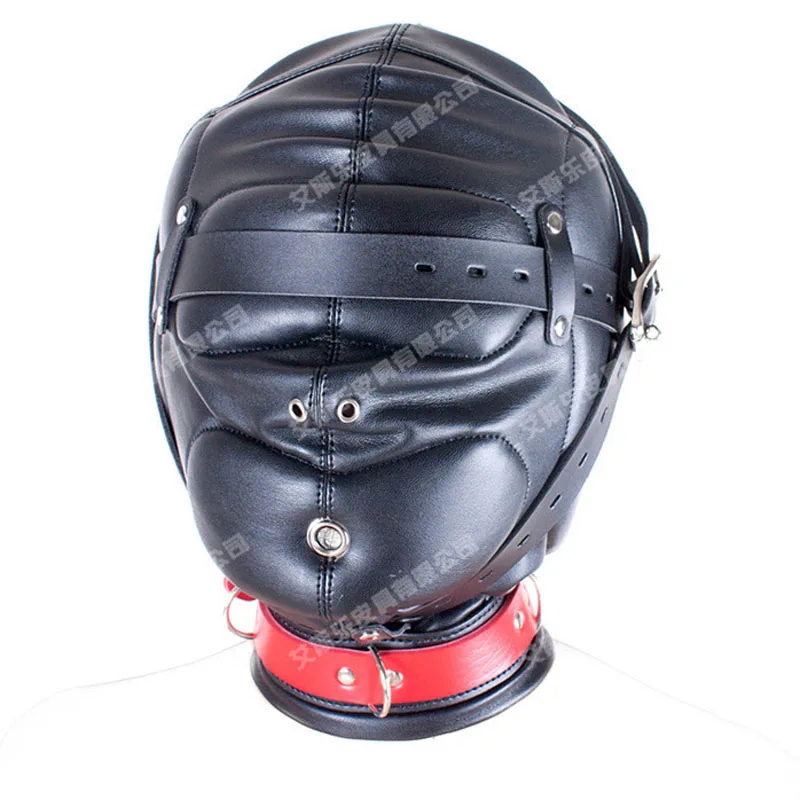 Black PU Leather Fully Enclosed Bondage Hood Headgear Adult Games Bdsm Fetish Restraints Tools Sex Products Head Harness Mask | Красота и