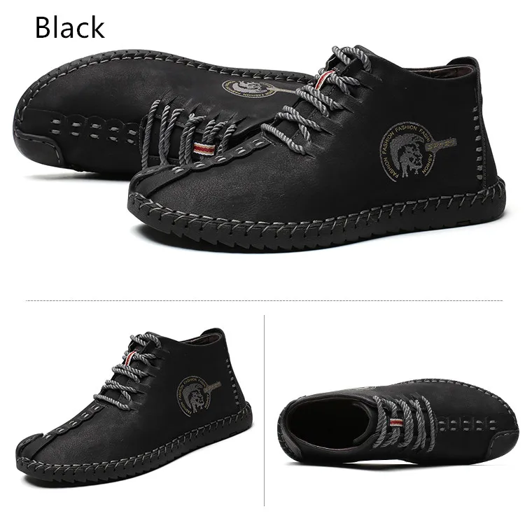 Мужские полусапоги размера плюс 48 черный Повседневная обувь из искусственной кожи для мужчин, на шнуровке, зимние Обувь на теплом меху; теплые сапоги Для мужчин; Botas hombre 6016 м
