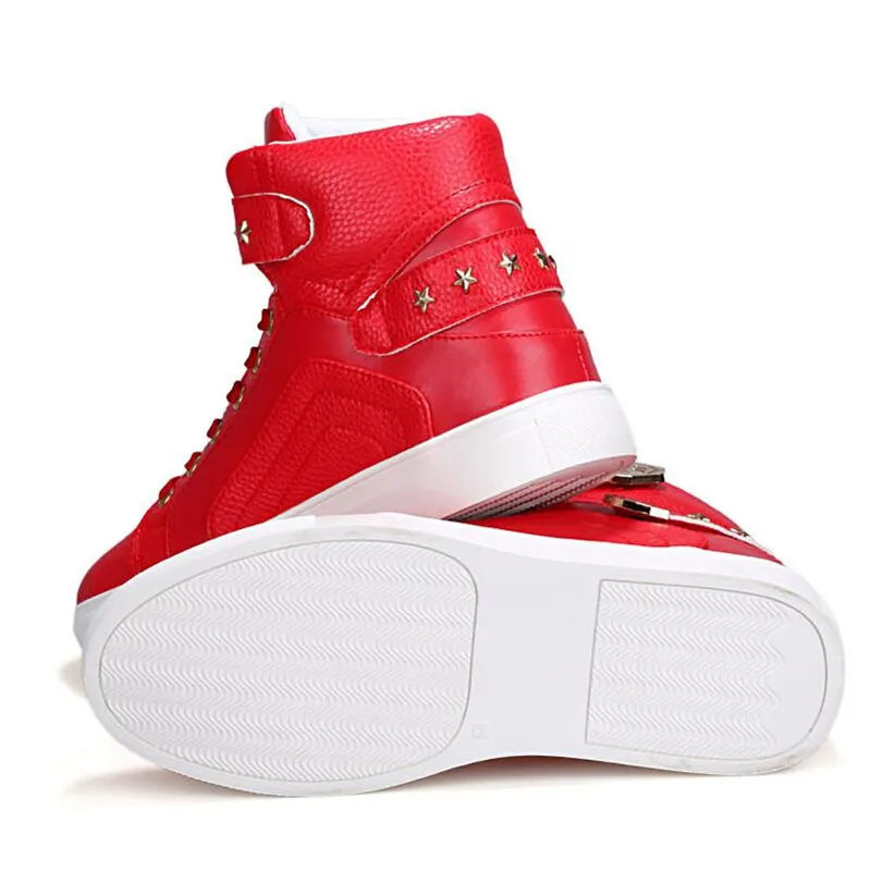 Мужские высокие кроссовки со звездами белые Дизайнерские повседневные кожаные