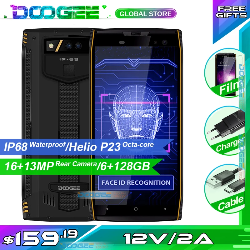 Промо DOOGEE S50 IP68 Водонепроницаемый Лицо id 128 Гб Смартфон 5 7 'ཎ:9 Восьмиядерный