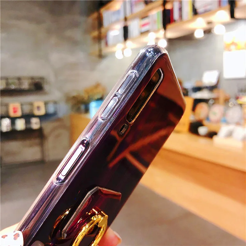 Мягкий силиконовый чехол с блестящим жемчугом и кольцом для удерживания телефона для Samsung J2 J4 J5 J6 J7 Prime, потрясающий лазерный тонкий задний чехол.