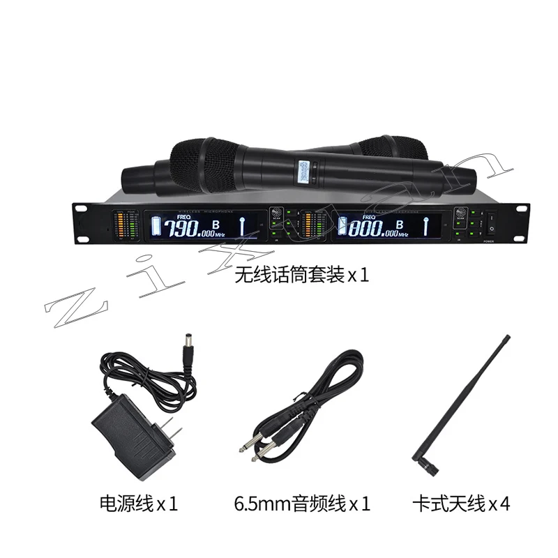 구매 전문 UHF 트루 다이버시티 2 채널 무선 핸드 헬드 마이크, 무대 공연 무선 마이크 시스템 가라오케