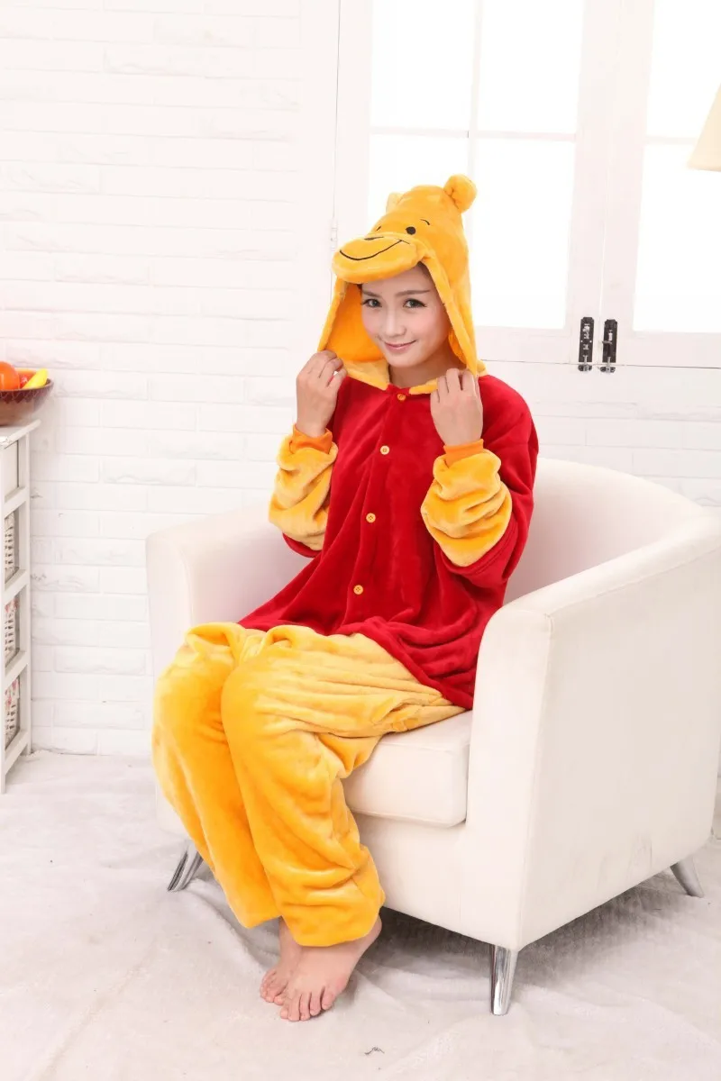 

Kigurumi Carton Animal Winnie Bear Onesies Pajamas Adults Costume Pyjamas Cosplay Pijamas Sleepwear mujer