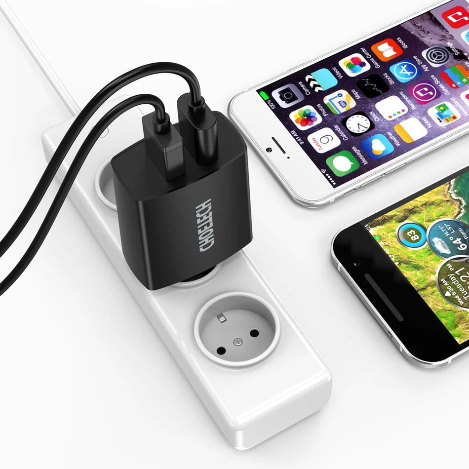 CHOETECH 24 W 4.8A двойное универсальное usb зарядное устройство для путешествий iPhone X 8 Plus