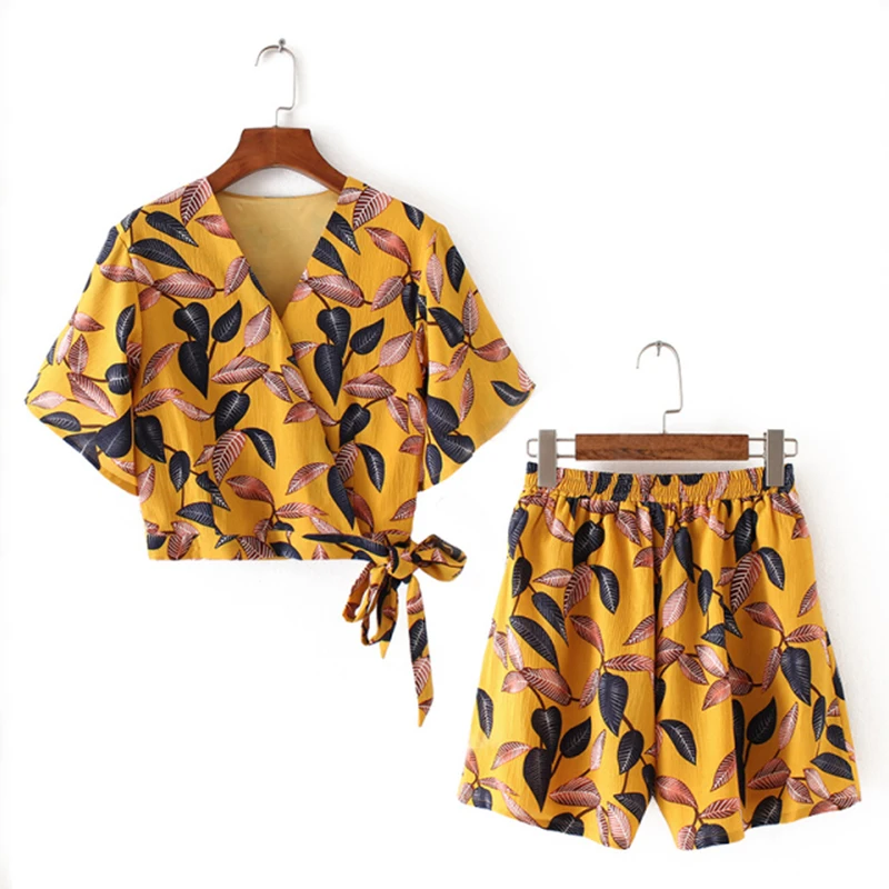 Trytree/летний женский комплект из двух предметов повседневный топ с v-образным