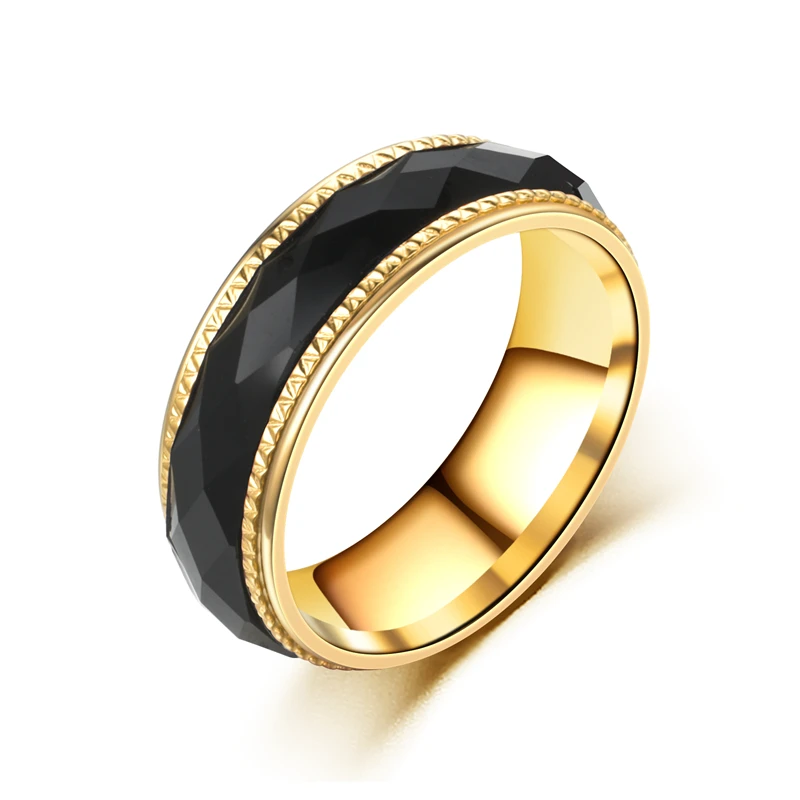 Fashion couple ring men and women models gold wedding prismatic stainless steel jewelry 8mm | Украшения и аксессуары