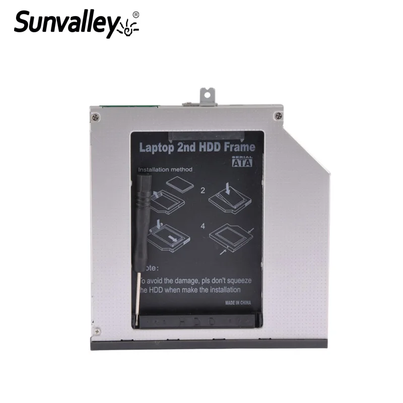 Sunдолина 2nd HDD Caddy 9 мм/9 5 м SATA к SSD корпус жесткий диск DVD/CD ROM Оптический отсек для
