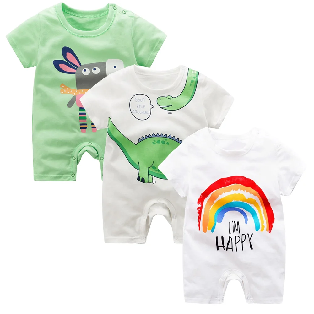 3 шт./лот детские комбинезоны хлопковое боди с короткими рукавами для