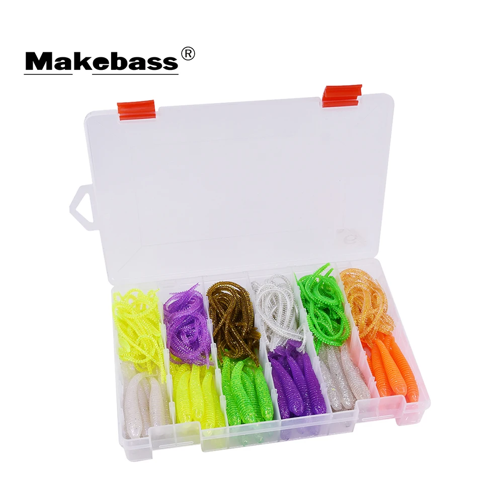 Makebass 150 шт. мягкие набор наживок 90 бионический земляной червь сороконожка 60 весло